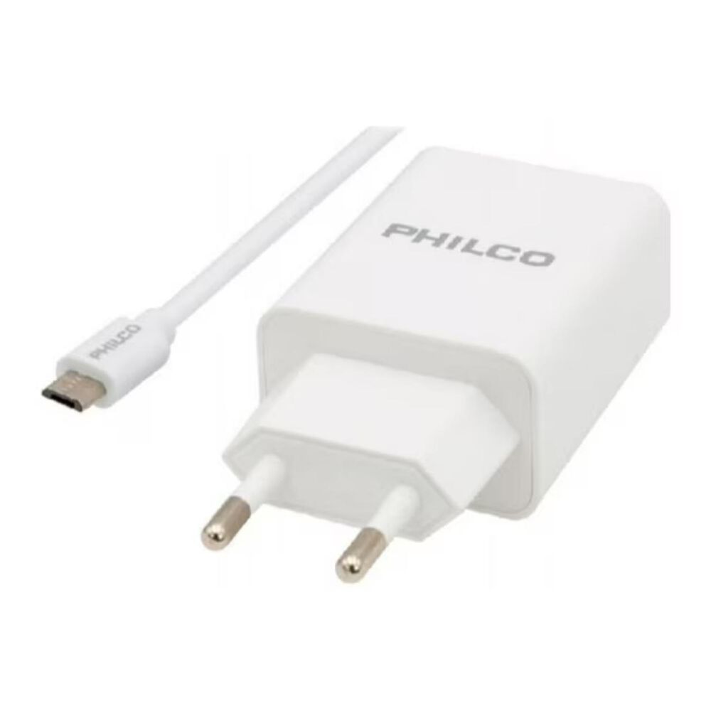 Cargador De Pared 2 Usb 2.1a Cable Micro Usb Blanco image number 0.0