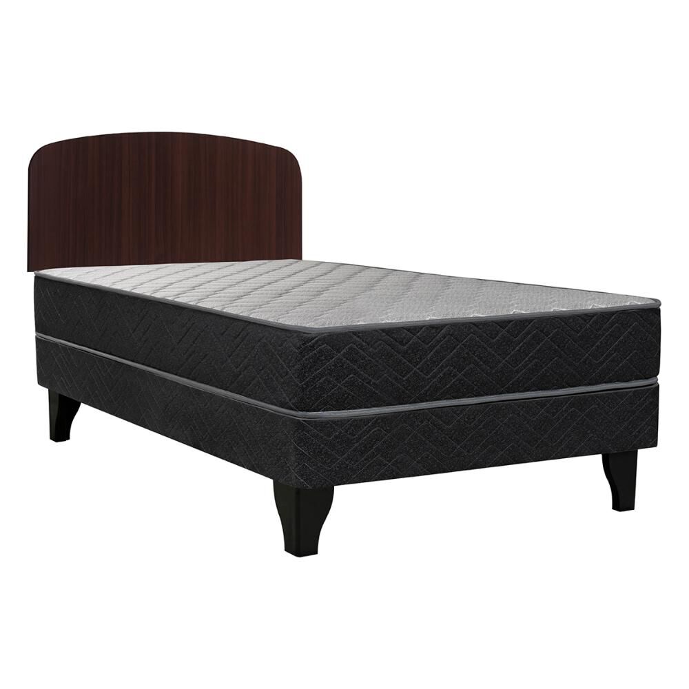 Cama Europea Celta Apolo Black / 1.5 Plazas / Base Normal + Respaldo image number 0.0