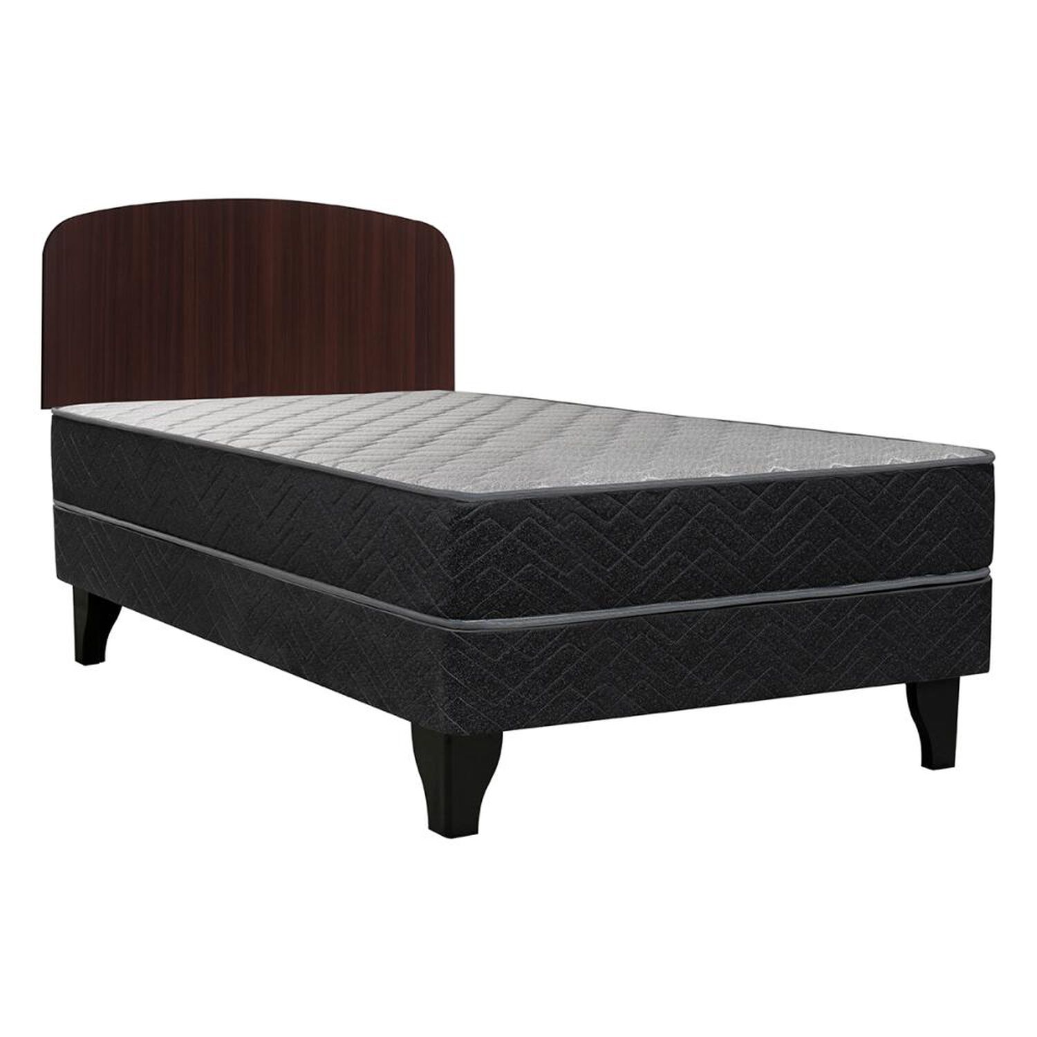 Cama Europea Celta Apolo Black / 1.5 Plazas / Base Normal + Respaldo image number 0.0
