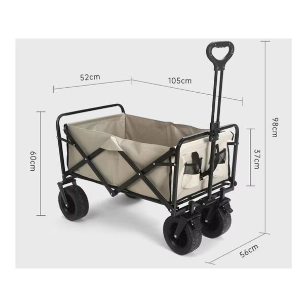 Carrito Plegable Organizador Camping Verano Carga Peque&ntilde;a Beige
