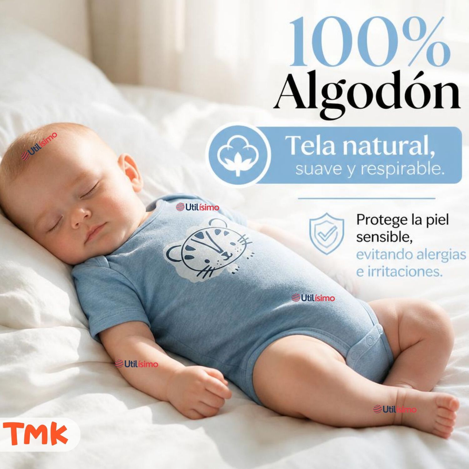 Pack 5 Bodys Manga Corta 100% Algod&oacute;n Tedmimak Ni&ntilde;o Blue Jungle image number 4.0