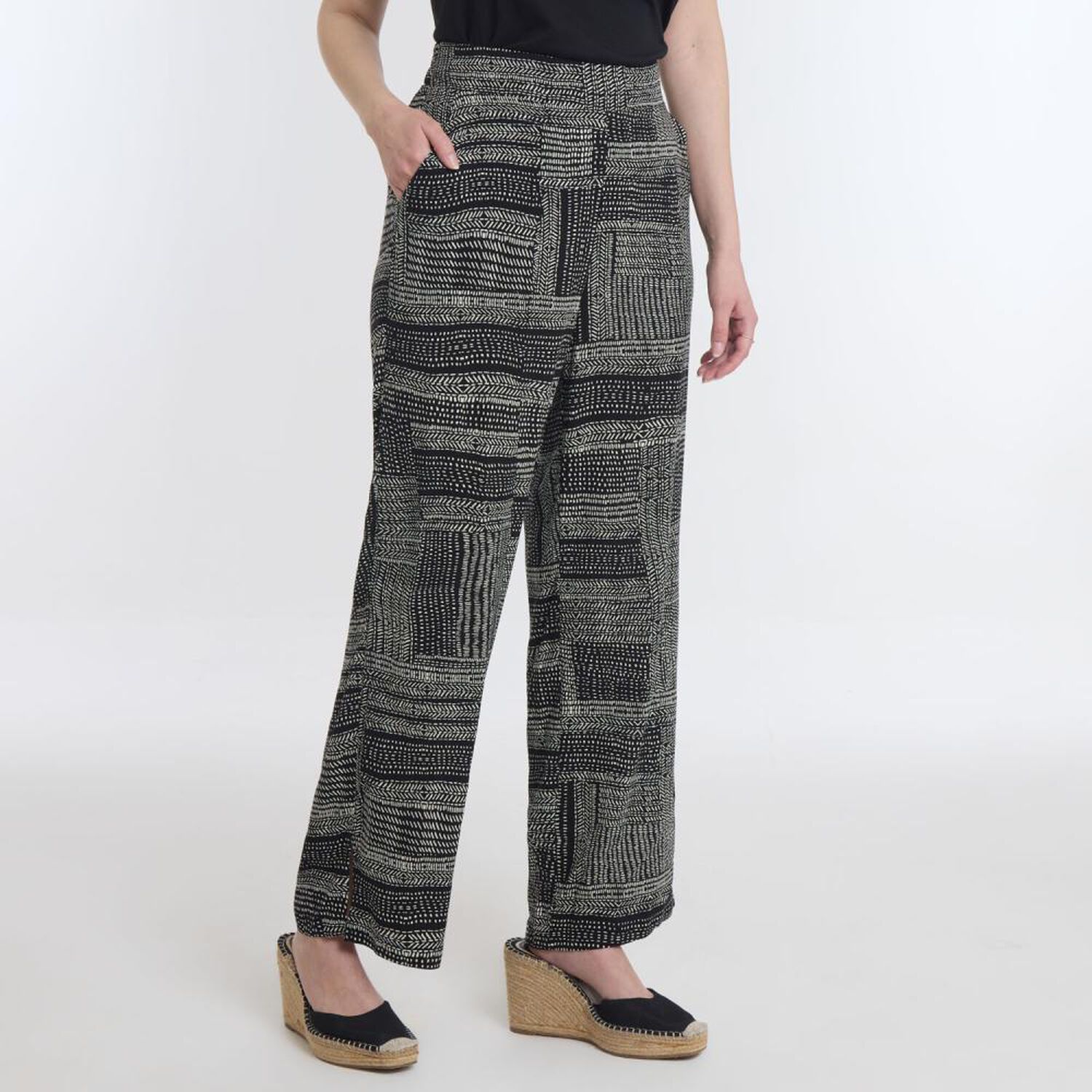 Pantal&oacute;n Full Print Tiro Medio Palazzo Mujer Geeps image number 2.0