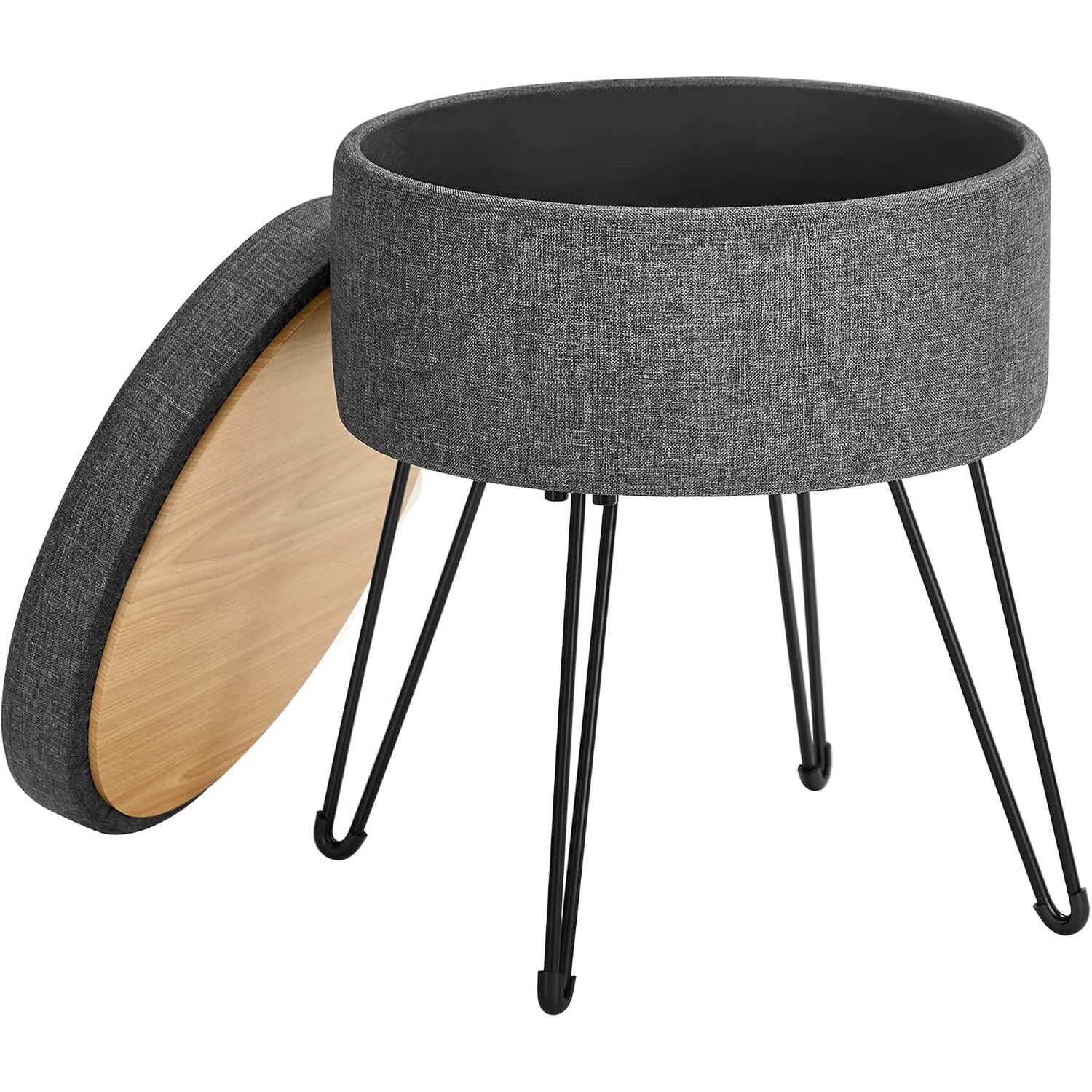 Taburete Puff Songmics Con Almacenaje 51 L Gris Oscuro image number 0.0
