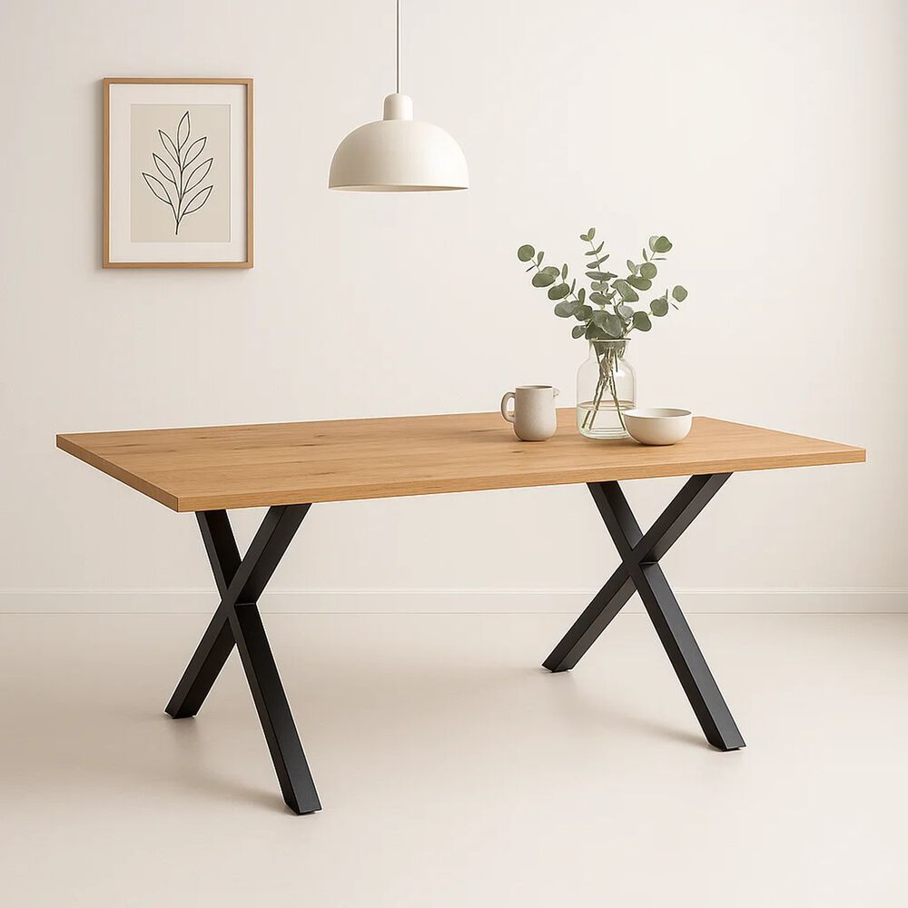 Mesa Industrial Color Madera Y Metal Cross 180x90 image number 1.0