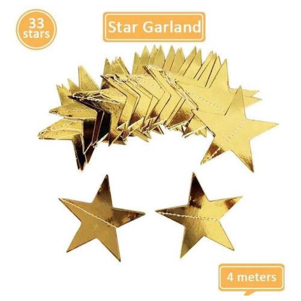 Guirnaldas De Papel Estrellas Espejo Oro Plata Rosa 4 Metros image number 8.0