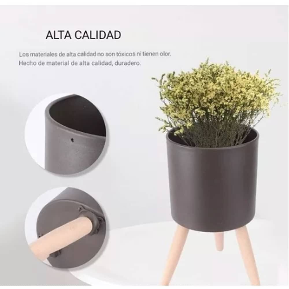 Set 3 Floreros Decorativos Met&aacute;licos Pedestal Maceteros image number 3.0