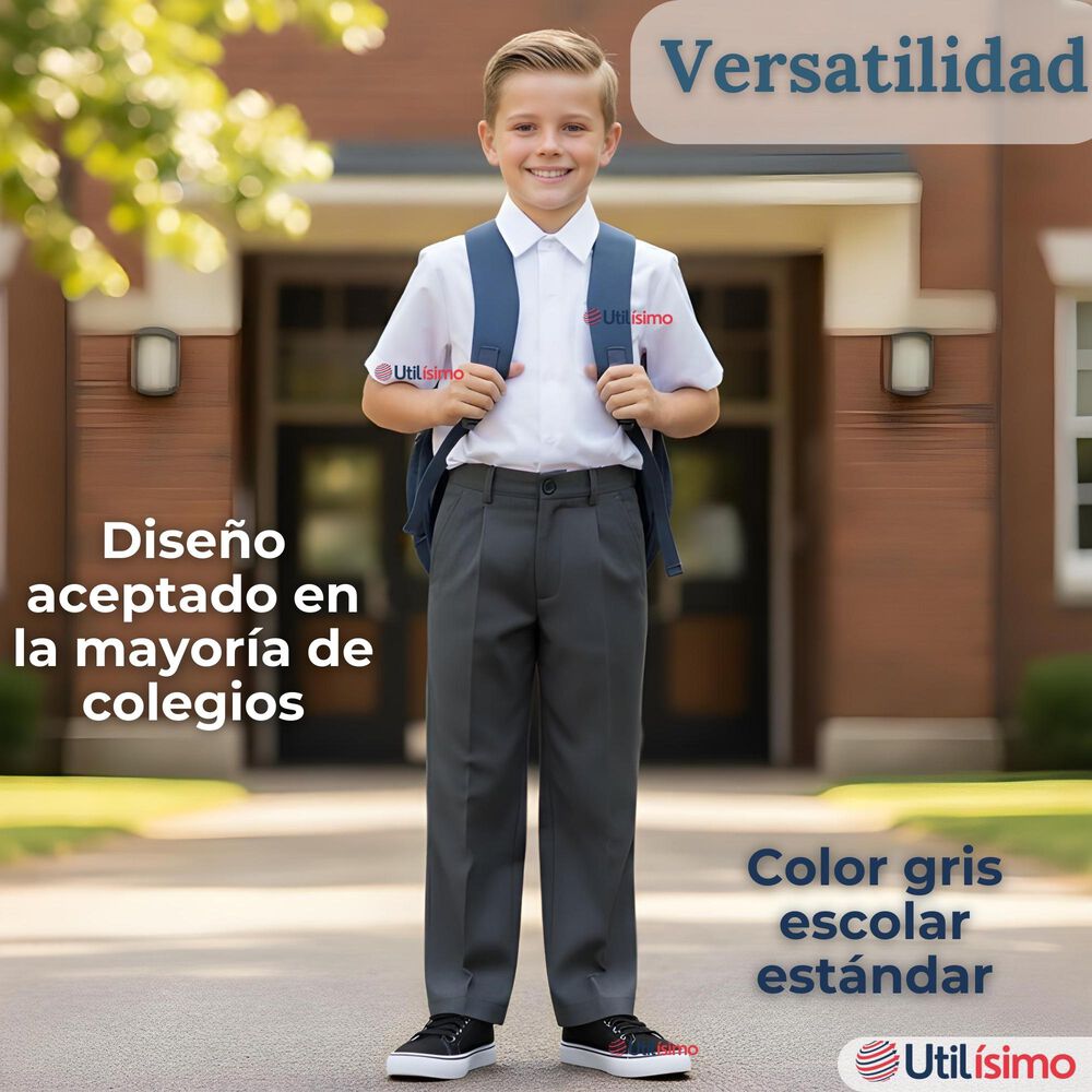 Pak 3 Pantal&oacute;n Escolar Colegio Cl&aacute;sico Gris Ni&ntilde;o Juvenil image number 8.0