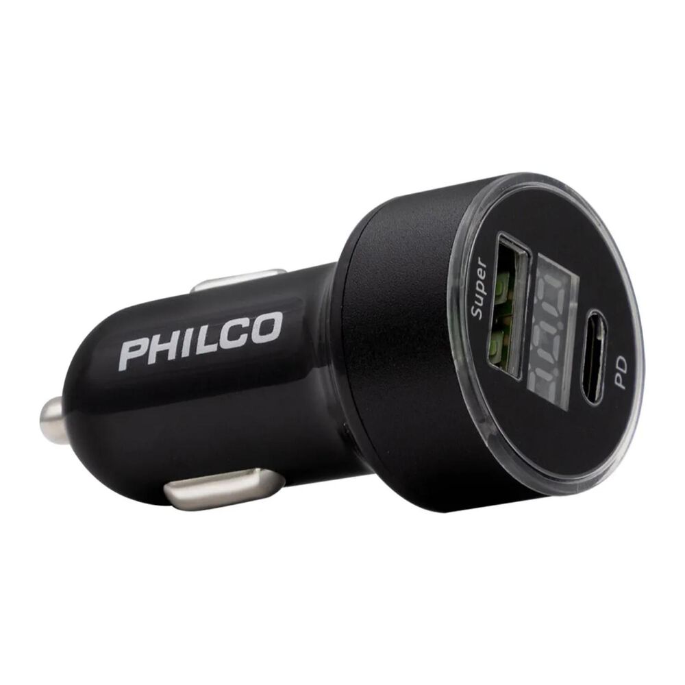Cargador De Auto Doble Qc3.0 Usb Led Negro D49a image number 2.0