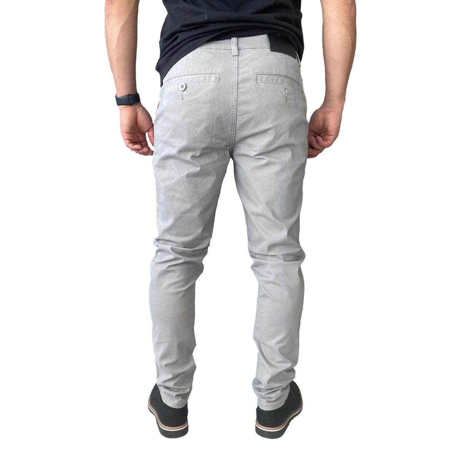 Pantal&oacute;n Elasticados Slim Fit Gabardina Gris Hombre image number 7.0