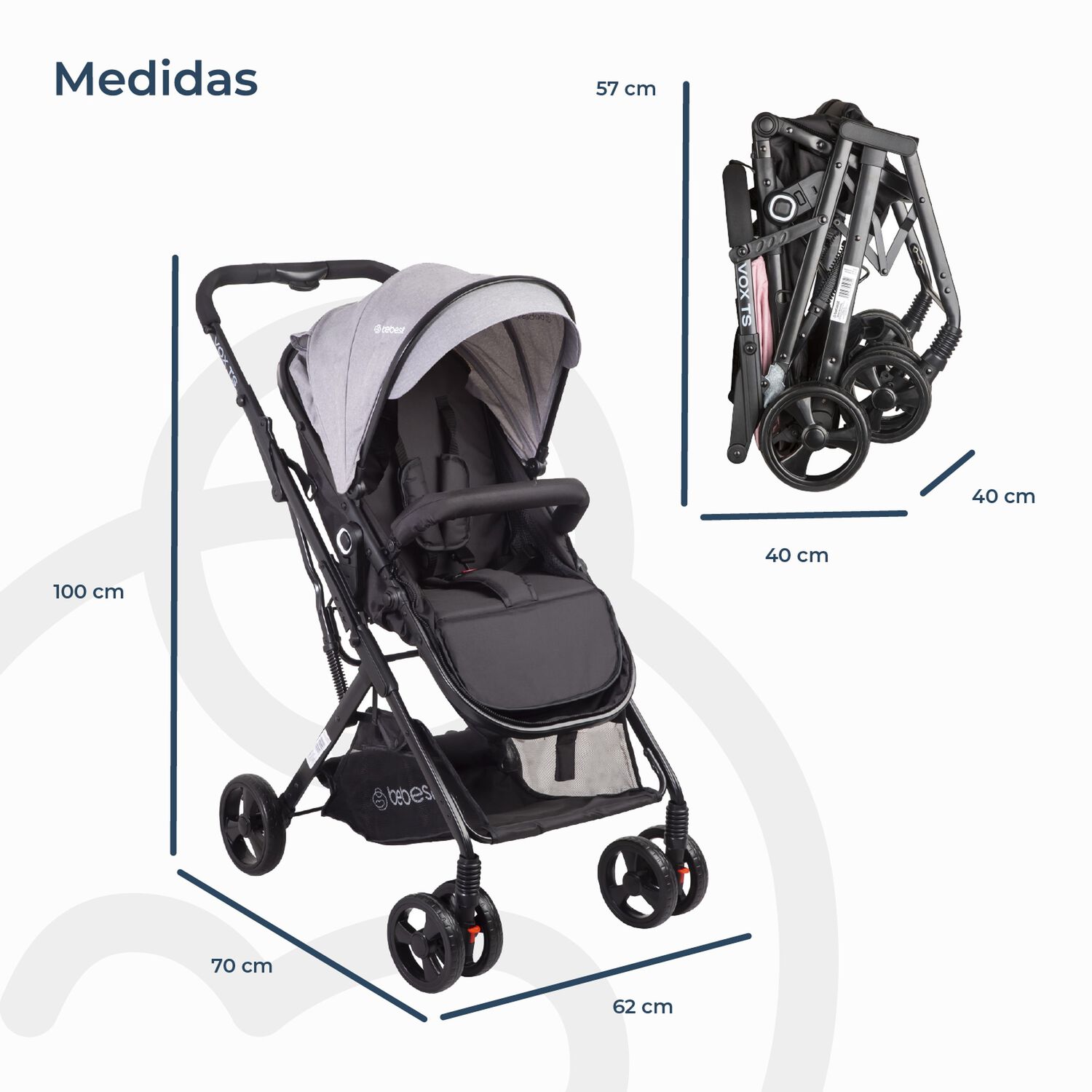 Coche Travel System Vox Gris image number 6.0