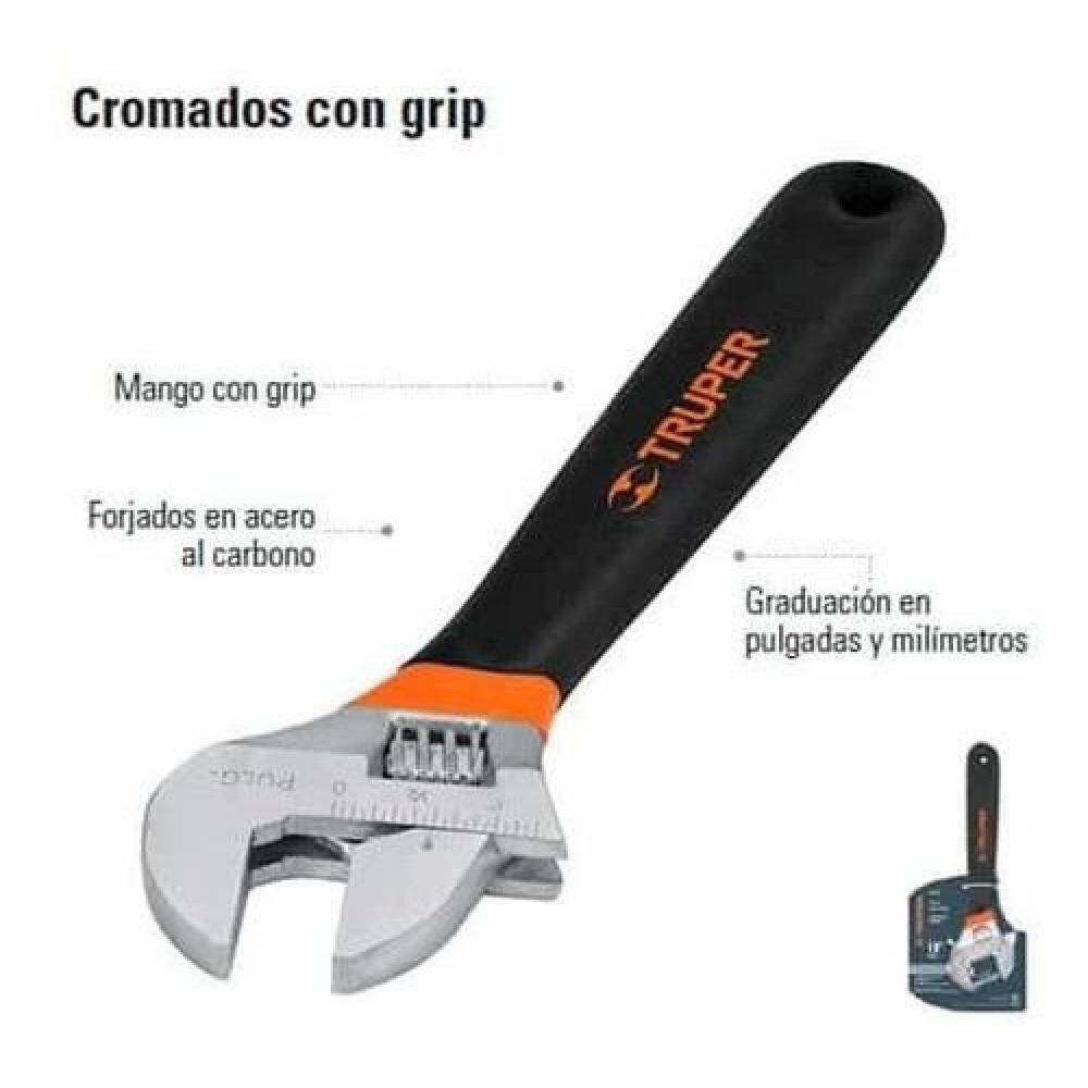 Llave Francesa Ajustable 10 Truper Pet-10x image number 1.0