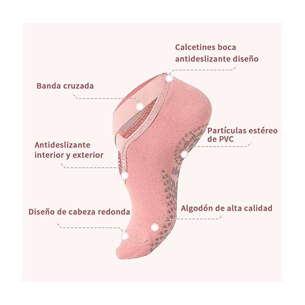 Pack 2 Pares De Calcetines Para Yoga Antideslizantes Fitness Deporte image number 3.0