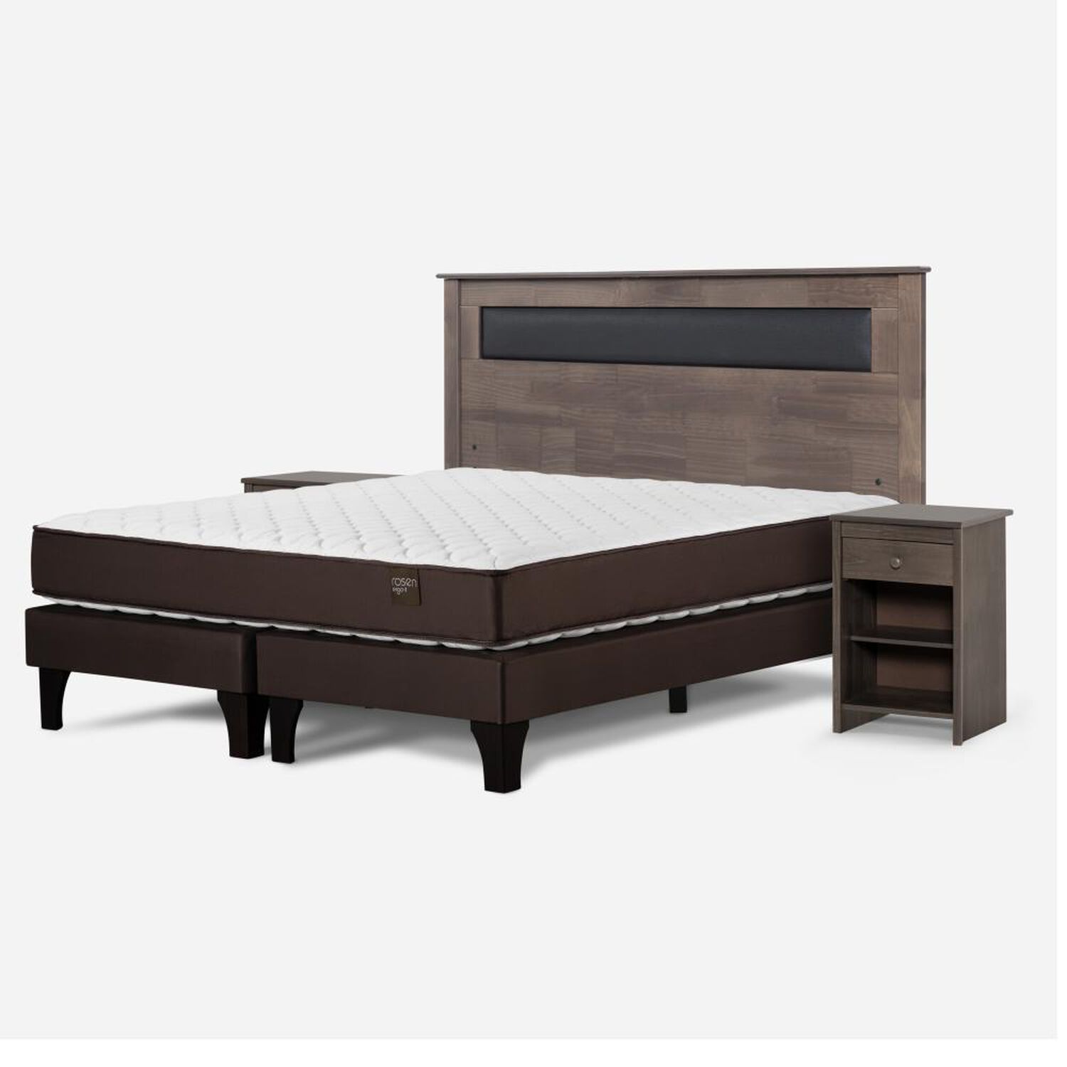 Cama Europea Rosen Ergo T New / 2 Plazas / Base Dividida  + Set Maderas Ferrara Gris image number 1.0