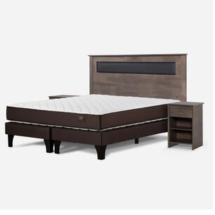 Cama Europea Rosen Ergo T New / 2 Plazas / Base Dividida  + Set Maderas Ferrara Gris