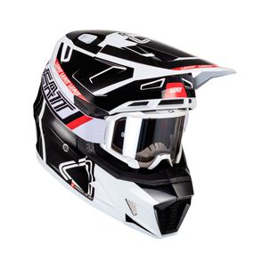 Kit Leatt Casco Con Antiparra Moto 7.5 V24 Negro Blanco Xxl