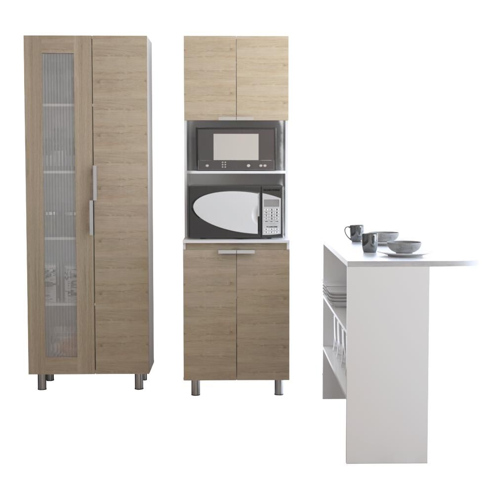 Combo Fendi Fendi - Muebles Alacena + Microondas + Barra Auxiliar Fendi - Rovere / Blanco Tuhome image number 0.0