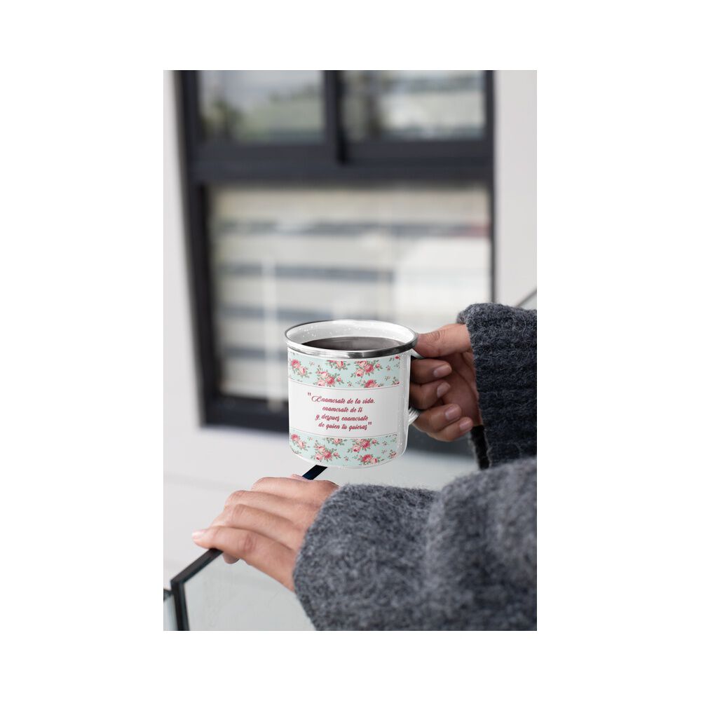 Taza Enlozada Lechera Frida Khalo Enamorate De La Vida image number 2.0