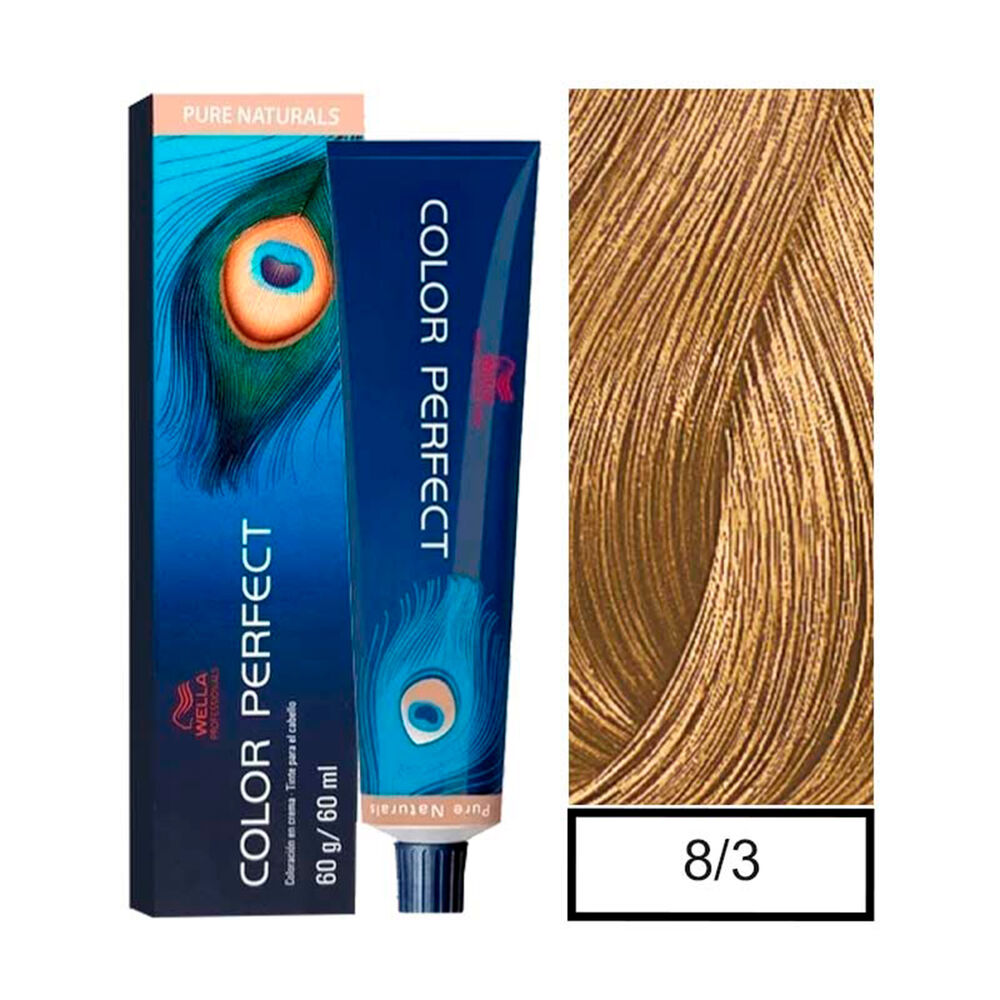 Wella - Tintura Permanente Color Perfect 8/3 Rubio Claro Dorado 60gr + Oxidante 20vol 60ml image number 0.0