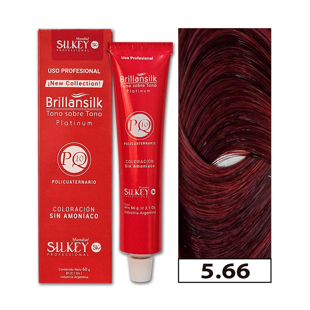 Brillansilk - Tintura Tono Sobre Tono Sin Amoníaco Silkey 60g + Oxidante - 5.66 Castaño Claro Rojizo Profundo image number 0.0