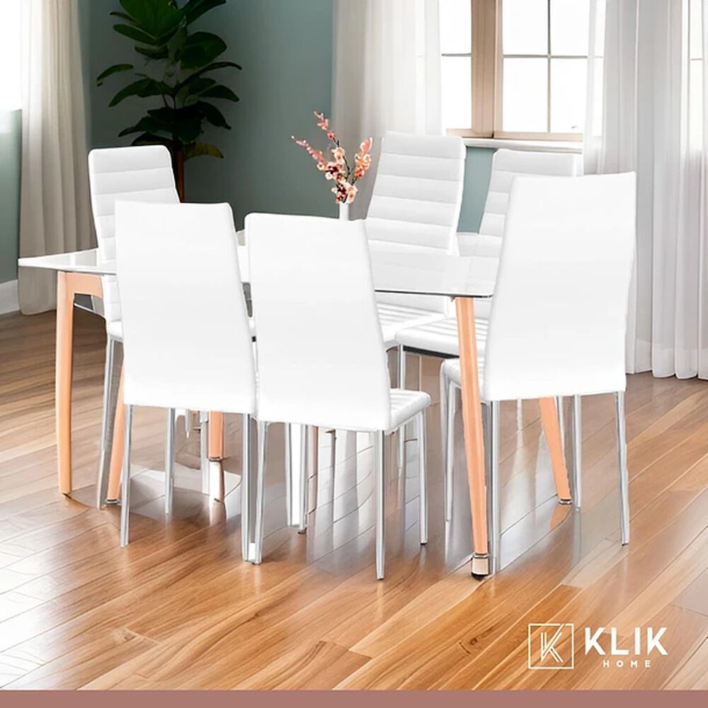 Comedor Mesa De Vidrio Rectangular 120x80 + 6 Sillas Dining Liana - Blancas image number 1.0