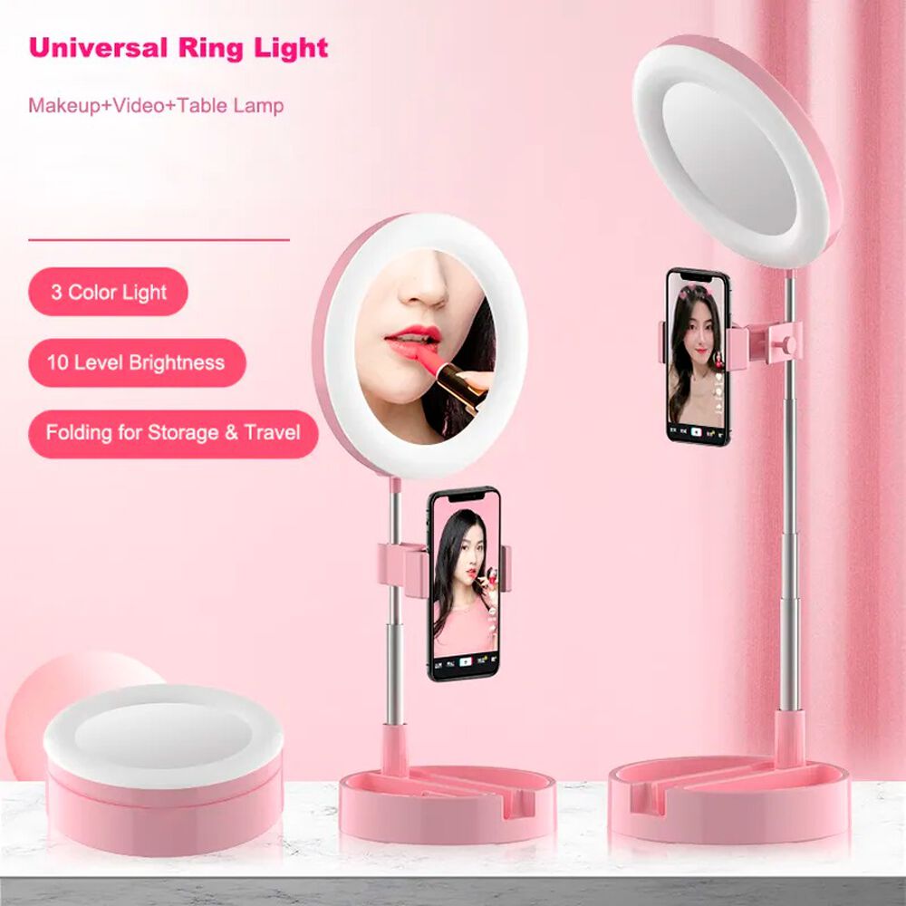 Aro De Luz Led Plegable Con Espejo Y Soporte Para Celular image number 3.0