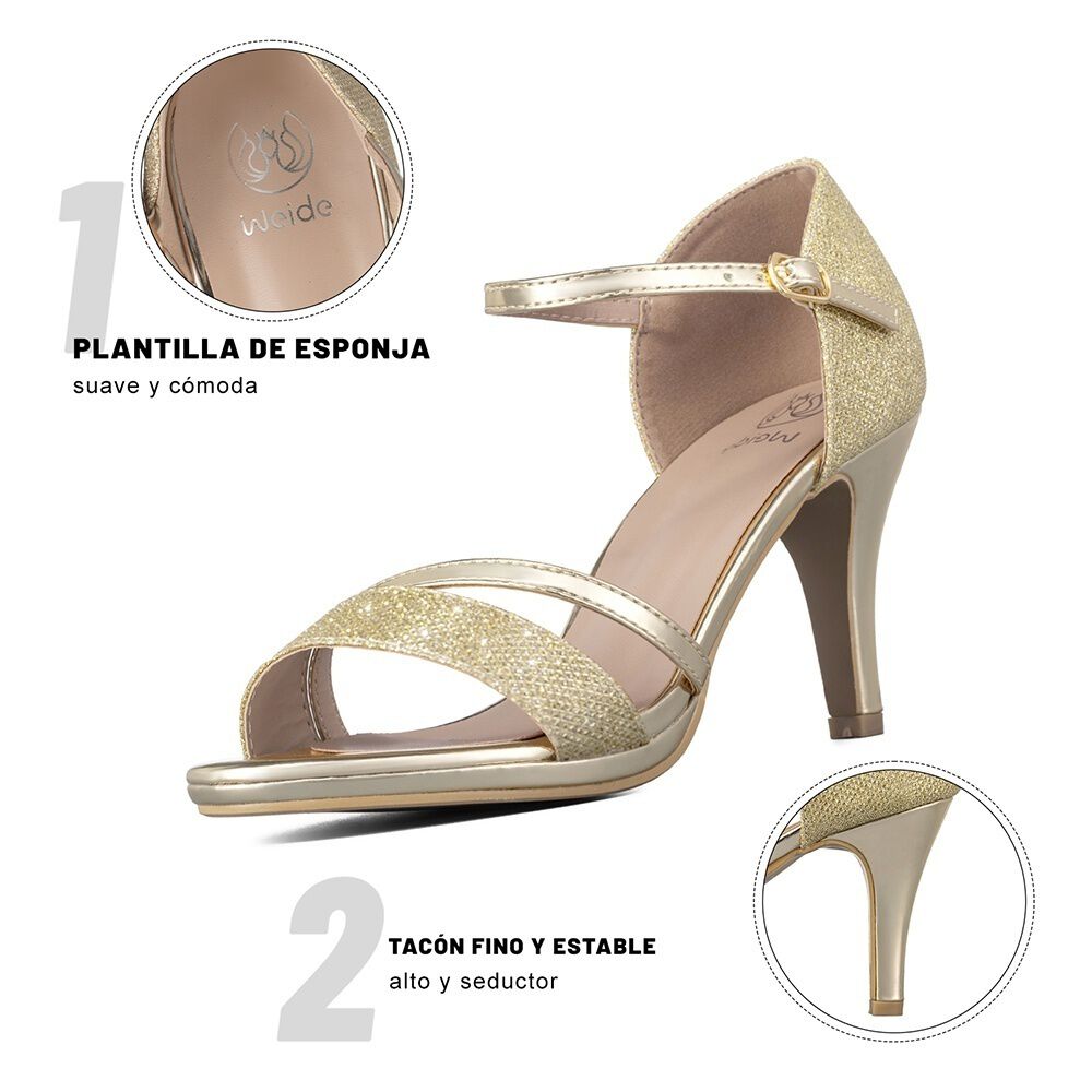 Sandalia Taco Dorado Fiesta Qiu285 Weide image number 5.0