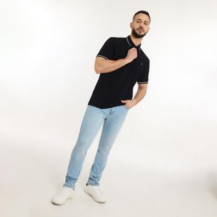 Polera Manga Corta Piqu&eacute; Hombre Az Black