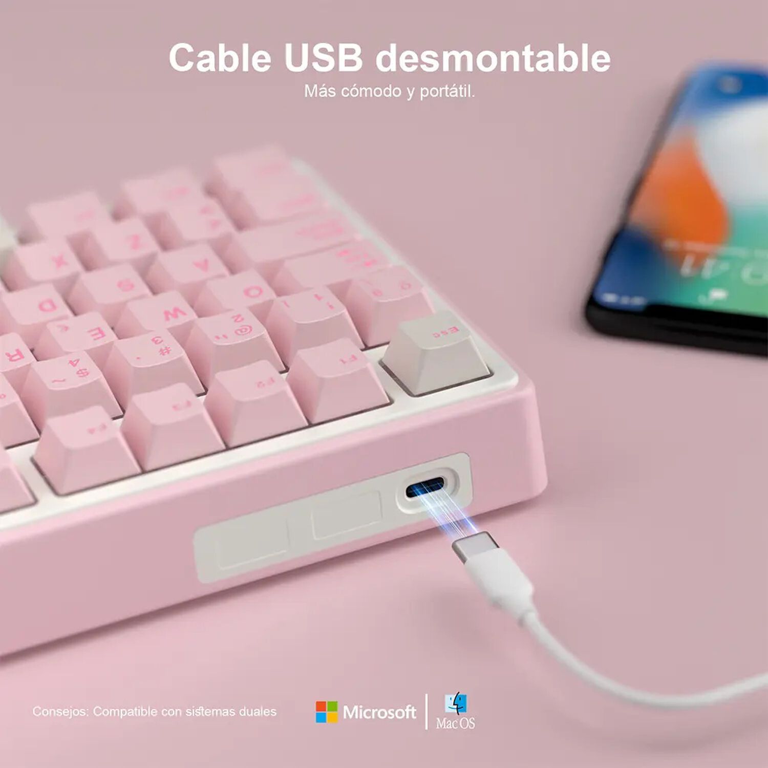 Teclado Mec&aacute;nico Rk R75 Pink Melody 75% Espa&ntilde;ol Rk image number 3.0