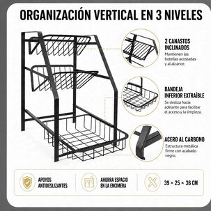 Organizador Rack Multiusos Especiero De Cocina Y Botellas Con 3 Niveles