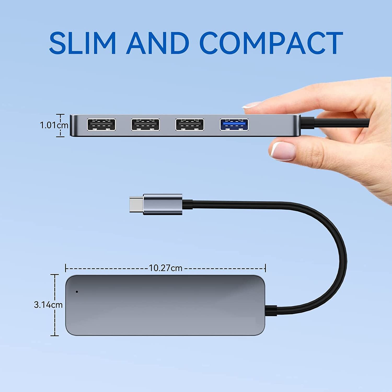 Hub Usb-c 3.0 High Speed 5 Gbps Aluminium Flat 4 Puertos Usb image number 5.0