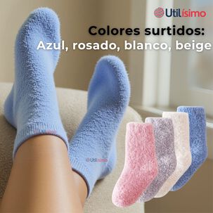 4 Pares Calcetines T&eacute;rmicos Poli&eacute;ster Peludito Ni&ntilde;a Surtidos