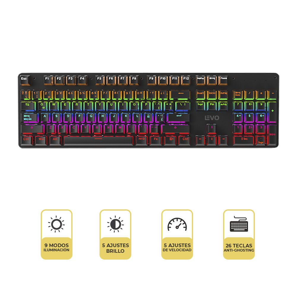 Teclado Mecánico Gamer Storm Rgb Qwerty Retroiluminado Levo image number 1.0