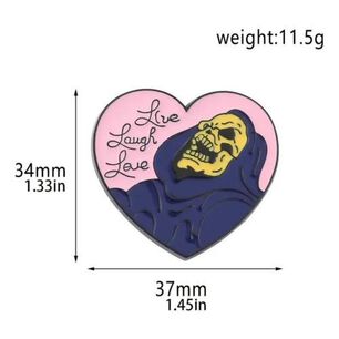 Pin Broche Divertido Skeletor Coraz&oacute;n Vive, R&iacute;e, Ama