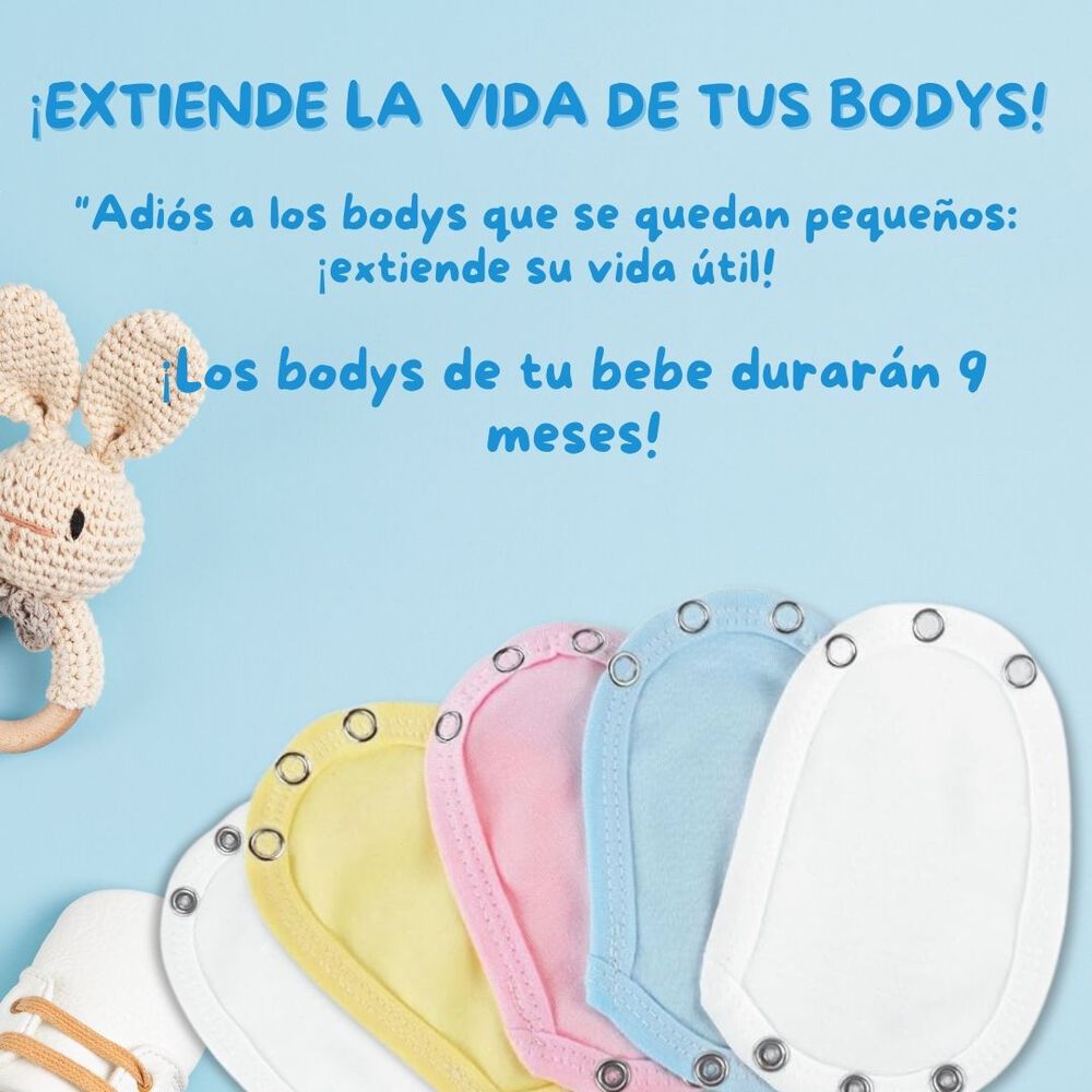 Pack 4 Unidades Extensor Body Bebé +pack 4 Bodys Algodón Niña Manga Corta Animales Animados image number 8.0