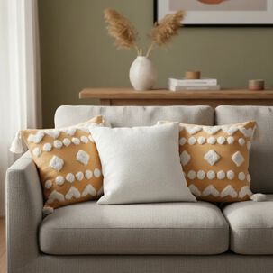 Set De 3 Cojines Decorativos Boho Amarillo Y Blanco