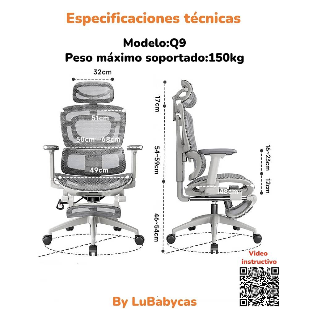 Silla De Escritorio Reclinable Reposapies Q9 By Lubabycas image number 3.0