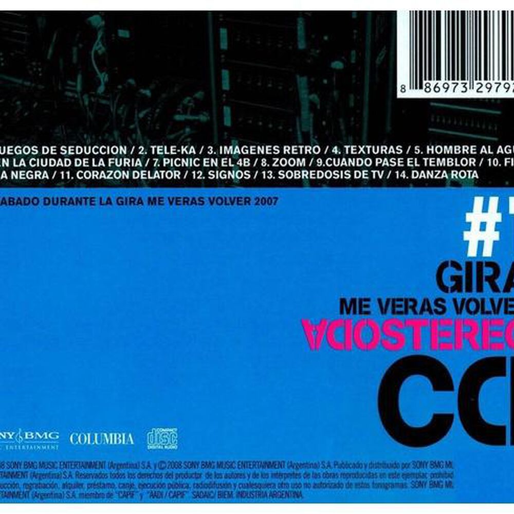 Soda Stereo - Me Veras Volver Gira 2007 Vol. 1 | Cd image number 2.0
