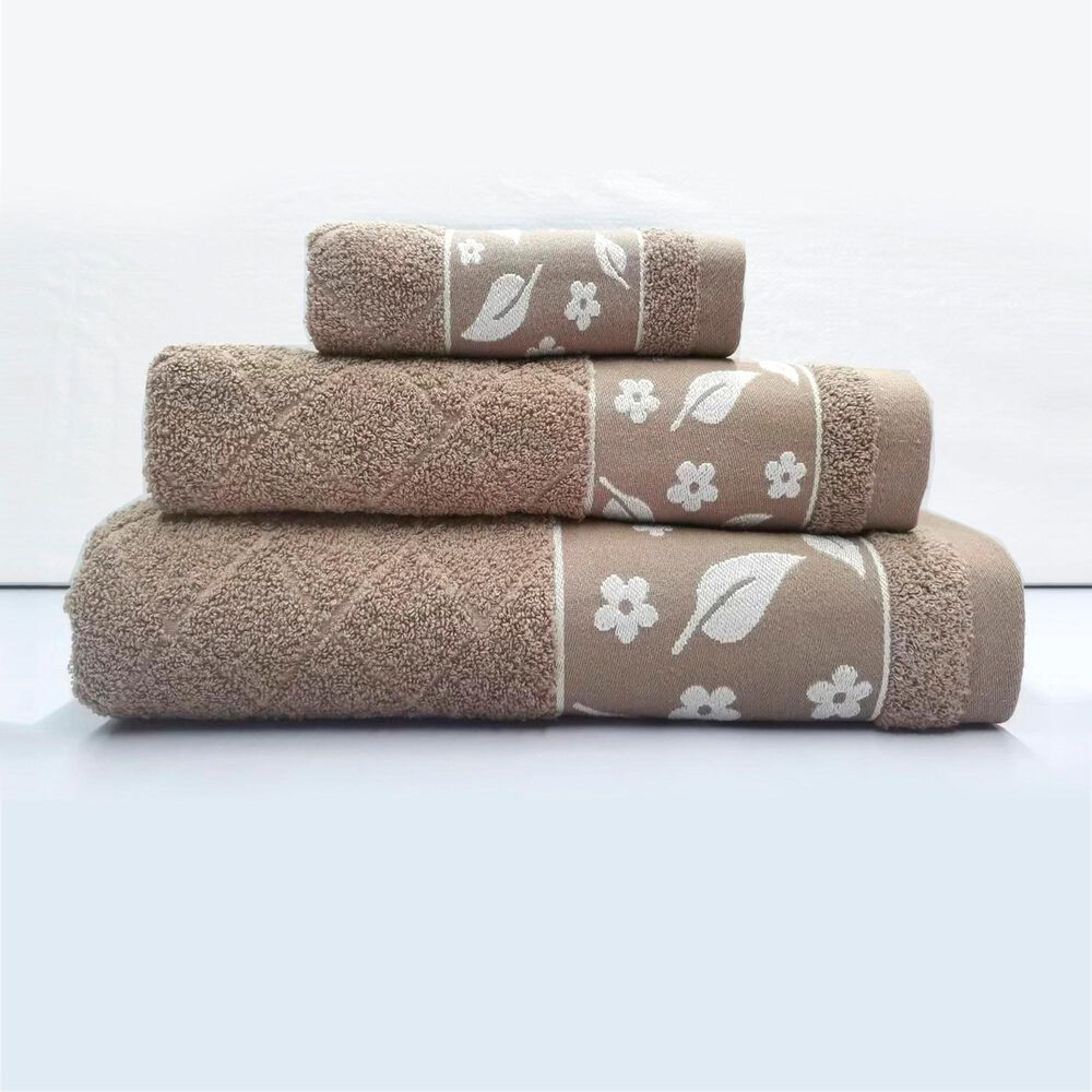 Juego Toalla Andes 3 Piezas Hojas Beige image number 0.0