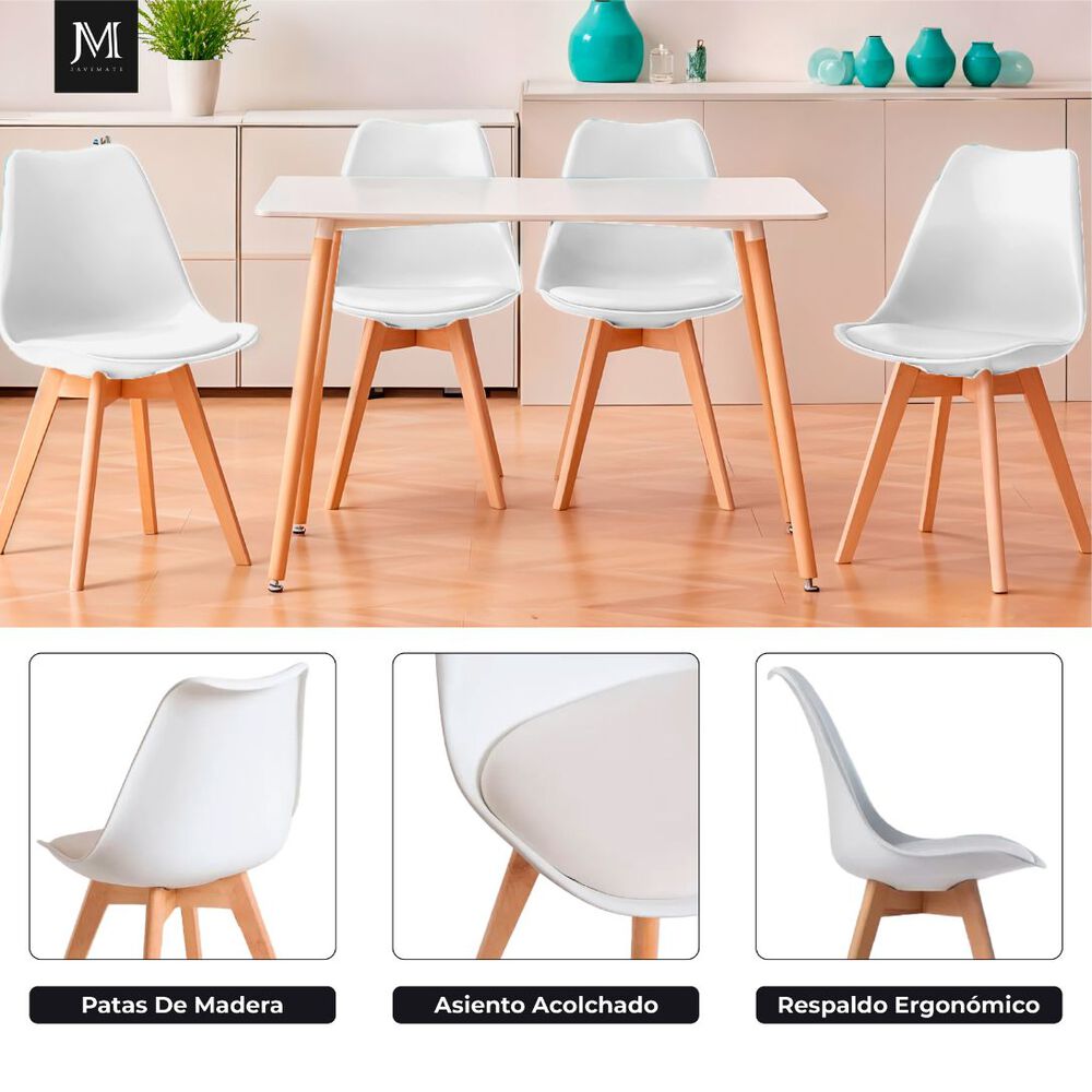 Pack 6 Sillas De Comedor Tulip Blancas image number 7.0