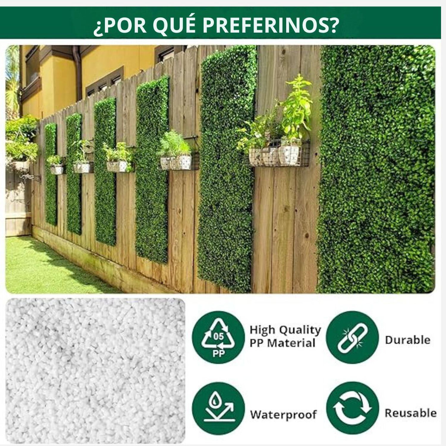 Pack 10 Unidades Palmeta Estilo Tr&eacute;bol Sint&eacute;tico 60x40 Cm Pasto image number 3.0