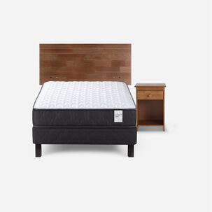 Cama Europea Rosen Wave / 1 Plaza / Base Normal + Set De Maderas Tabor Caramelo