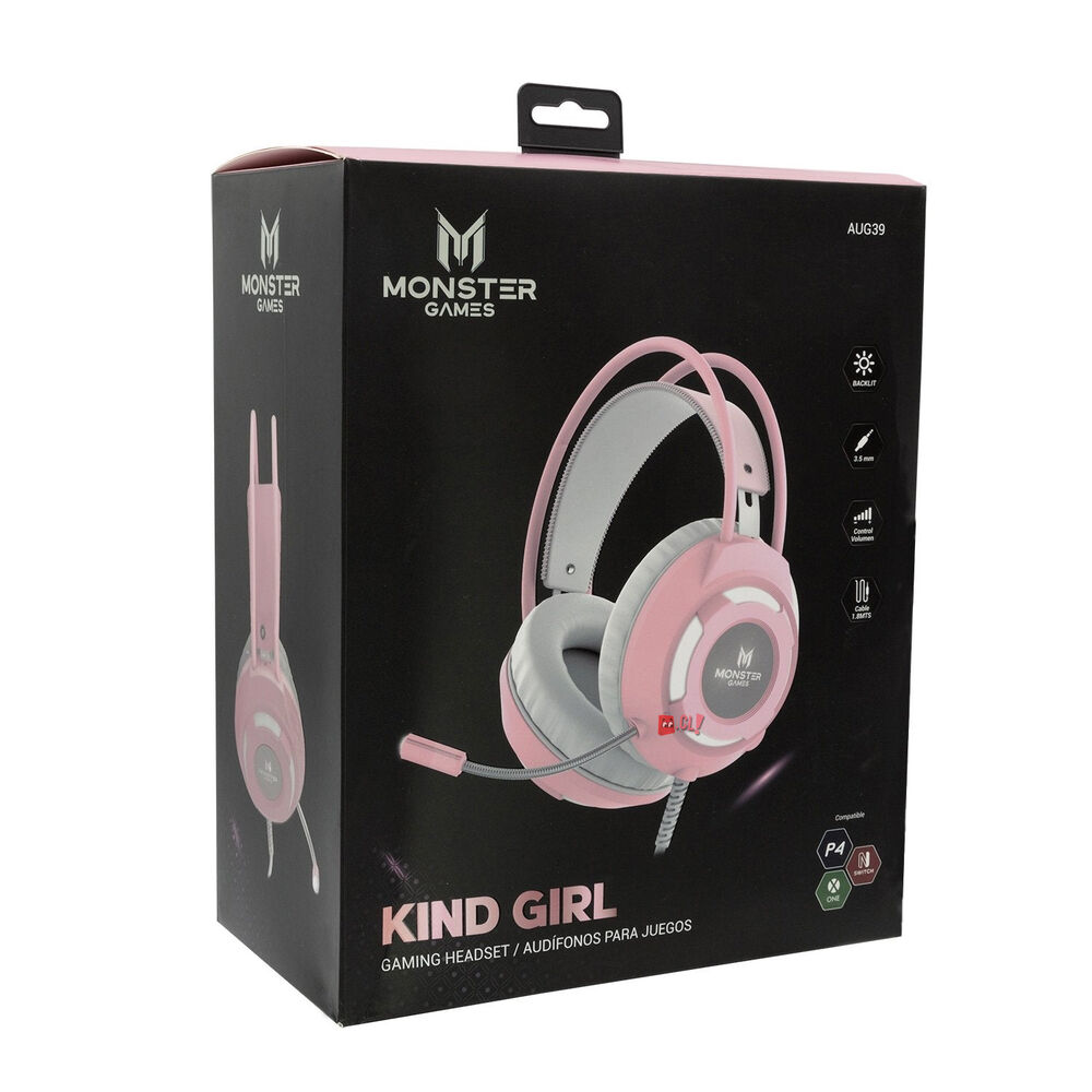 Audífonos Gamer Rosado Iluminación Kind Girl Monster - Ps image number 1.0