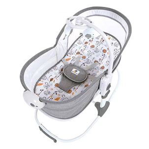 Cuna Mois&eacute;s Y Columpio Con Vibraci&oacute;n 2 En 1 Lubabycas Gris