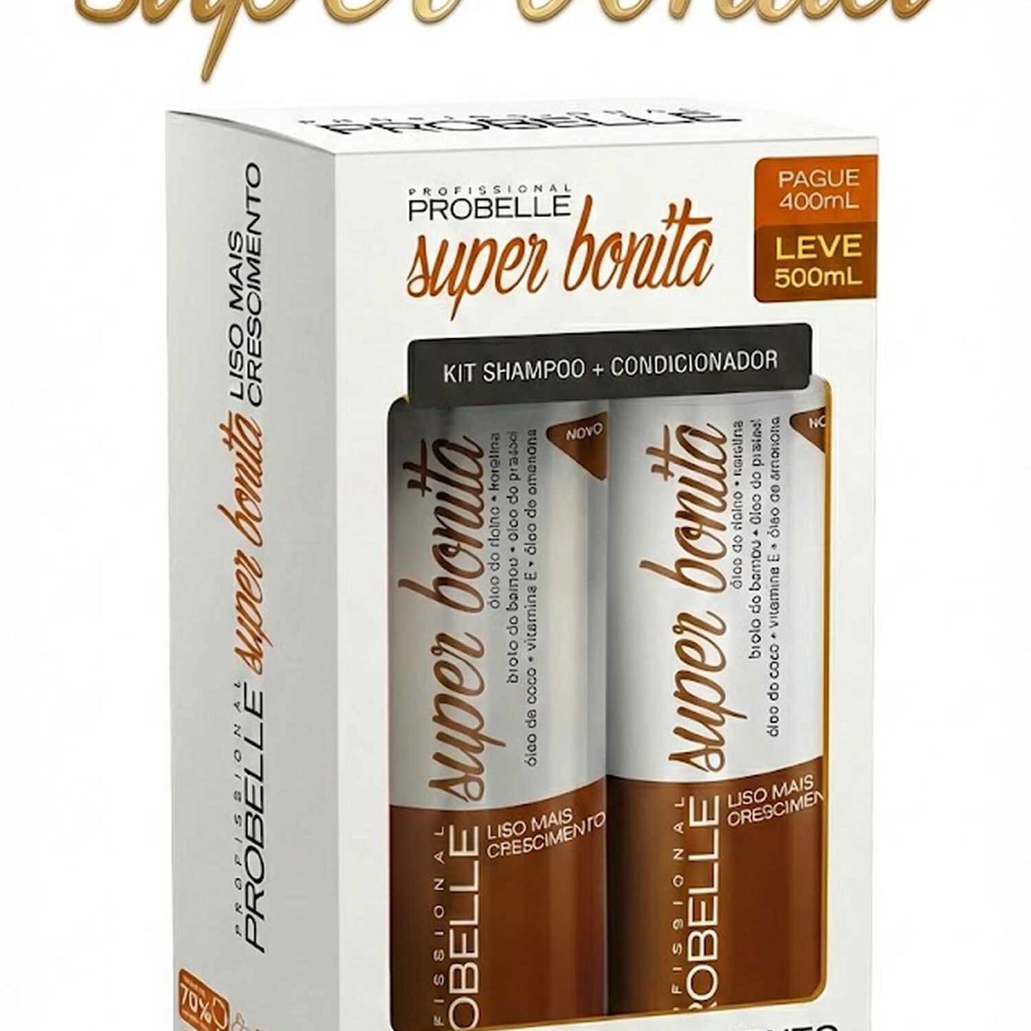 Kit Shampoo Y Acondicionador 500ml Liso Mais Crescimento Probelle image number 1.0