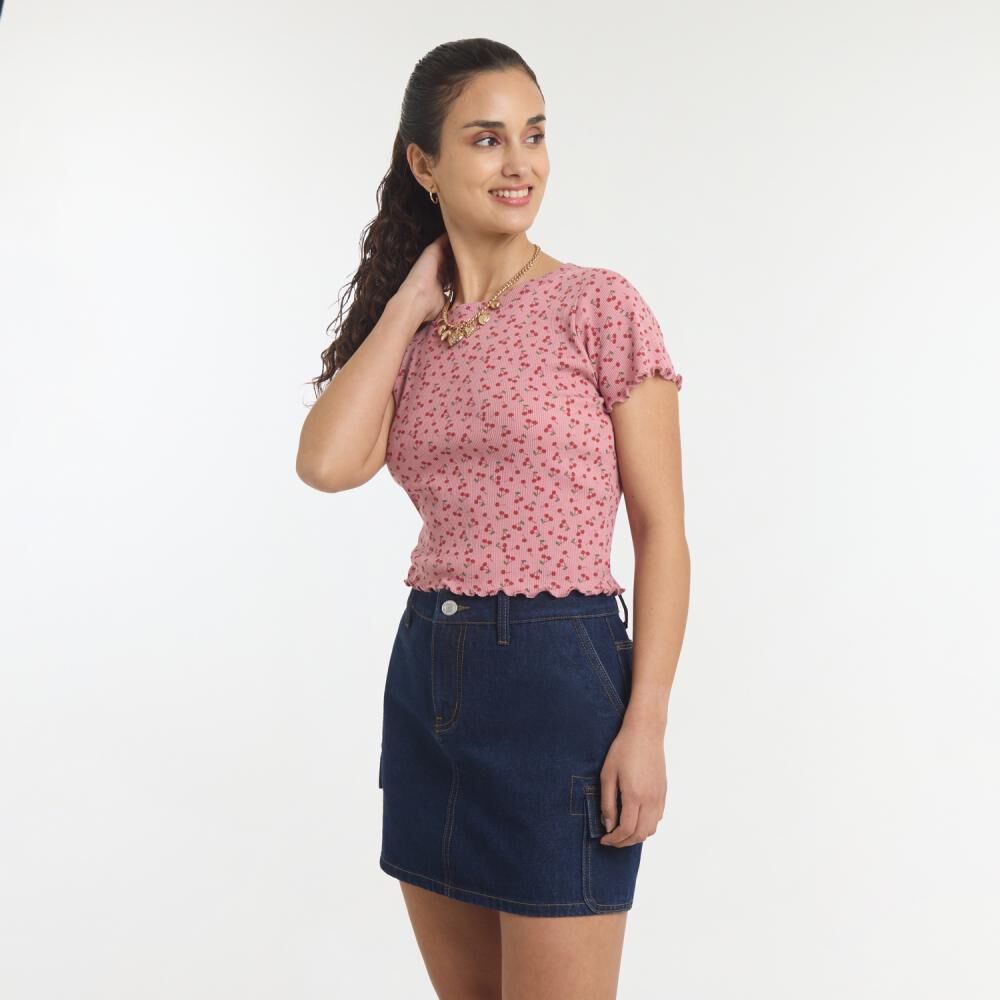Polera Crop Micro Pint Manga Corta Cuello Redondo Mujer Freedom image number 2.0