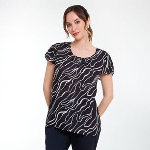 Blusa Full Print Sin Mangas Con Vuelos Cuello Redondo Mujer Lesage