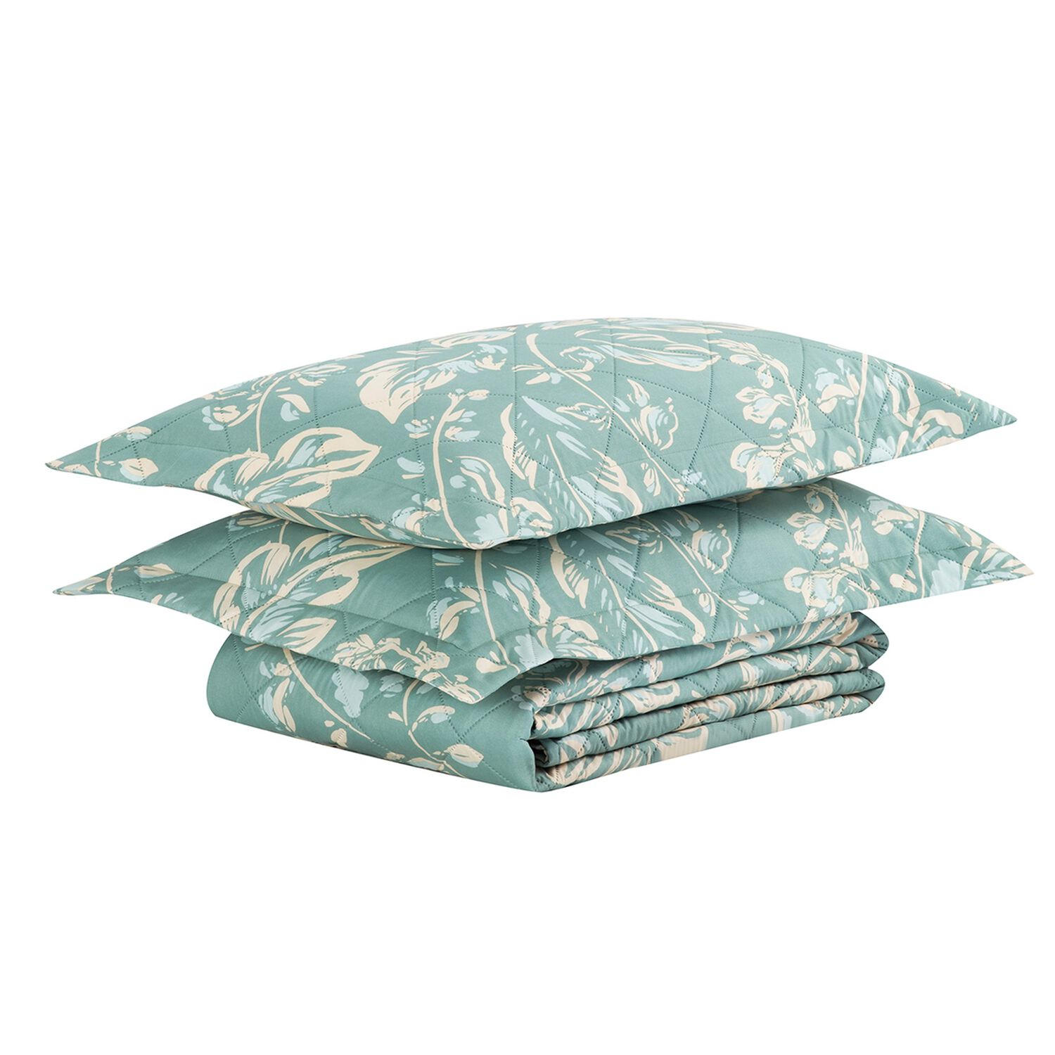 Quilt Andes Estampado Hojas Aqua King image number 1.0