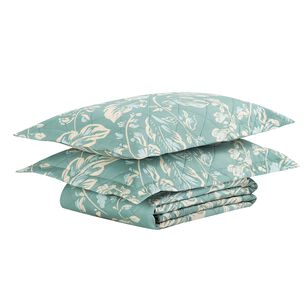 Quilt Andes Estampado Hojas Aqua King
