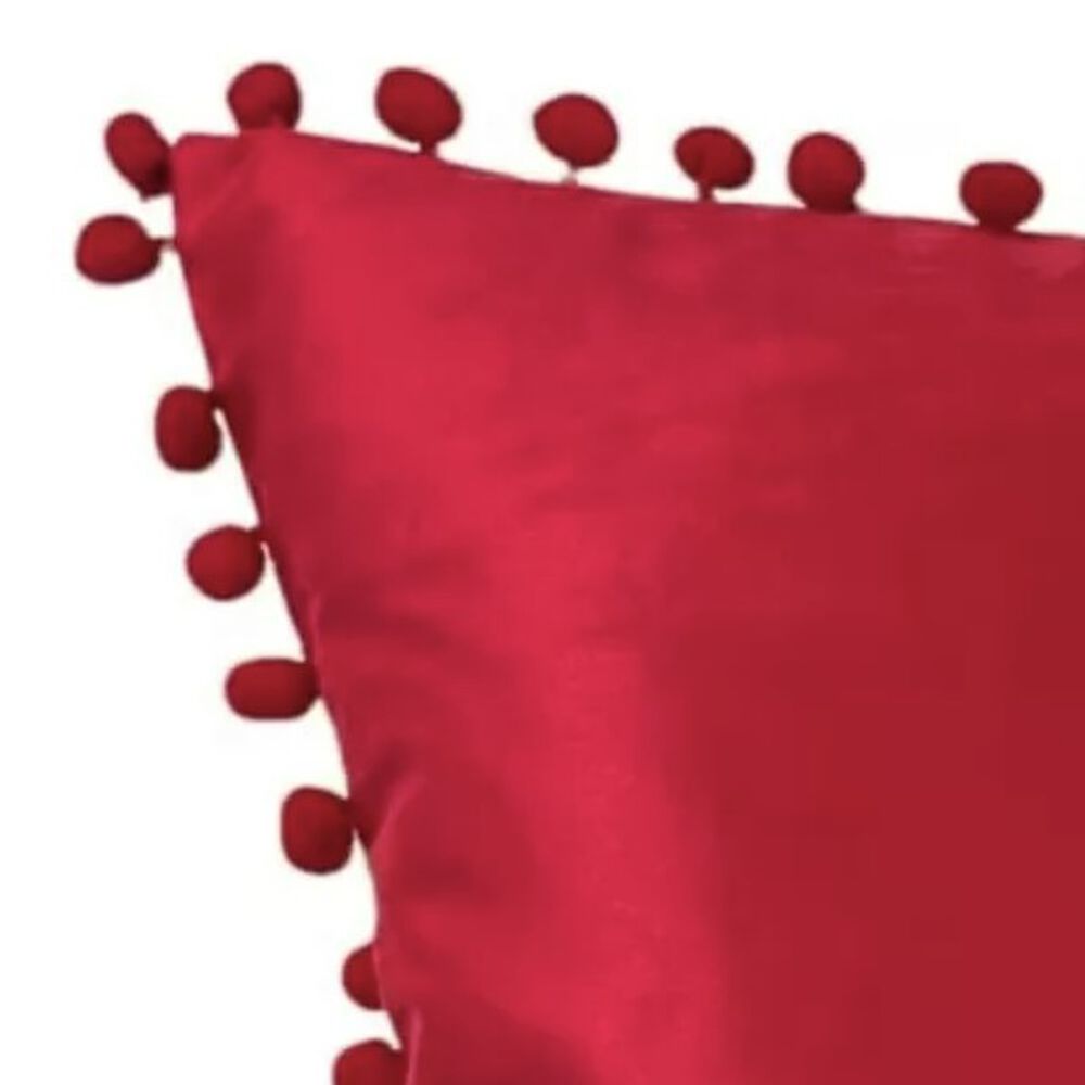 Funda De Cojines Con Pompones. Medida 45x45. Terciopelo. Rojo image number 2.0