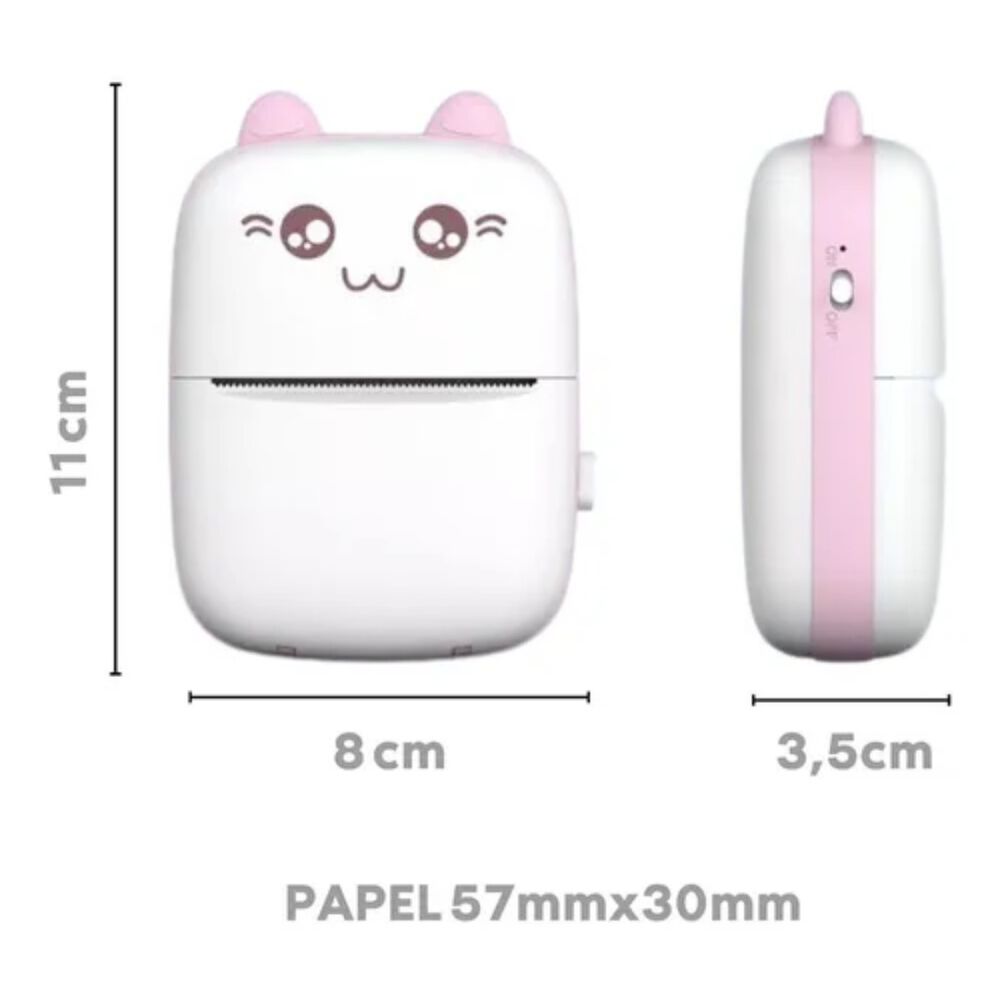 Mini Impresora T&eacute;rmica Port&aacute;til Con 3 Papel Adhesivo Colores image number 2.0